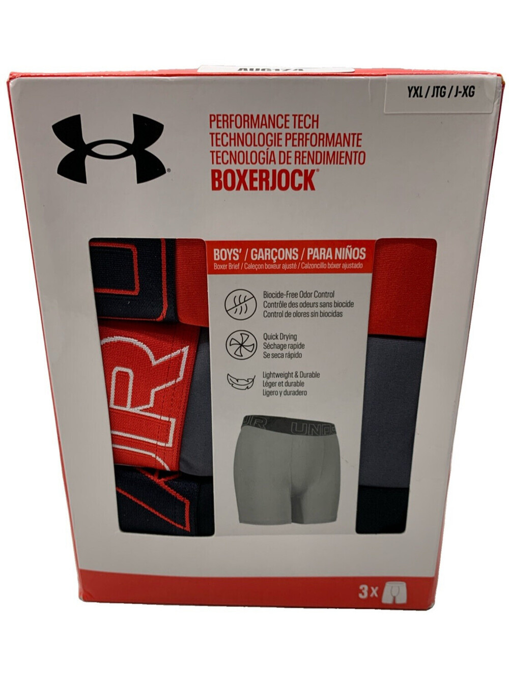 Under Armour Underwear Boys XL Youth Boxerjock Performance Lightweight 3 PACK